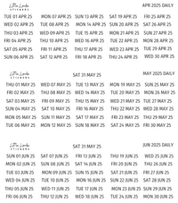 2025 | Daily Dates