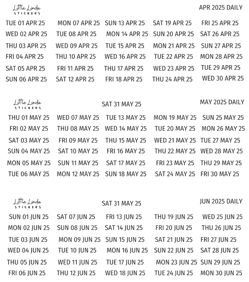 2025 | Daily Dates