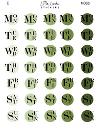 2027 | Fancy Days of the Week | The Basic Edit planner stickers, Moss / Glossy