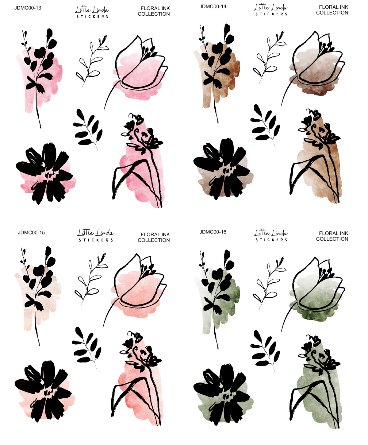 Floral Ink Collection | 13 - 16