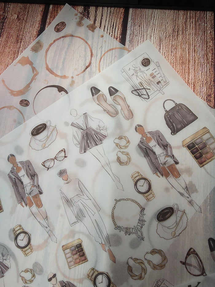 Printed Vellum Sheet - Coffee Stains