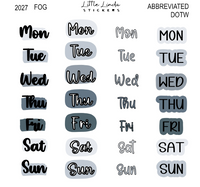 2027 | Abbreviated Days of the Week | The Basic Edit planner stickers, Fog / Glossy