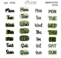 2027 | Abbreviated Days of the Week | The Basic Edit planner stickers, Moss / Glossy