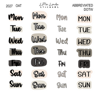2027 | Abbreviated Days of the Week | The Basic Edit planner stickers, Oat / Glossy