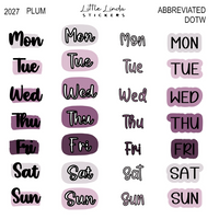 2027 | Abbreviated Days of the Week | The Basic Edit planner stickers, Plum / Glossy
