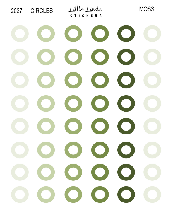 2027 | Checklist Circles | The Basic Edit planner stickers, Moss / Glossy