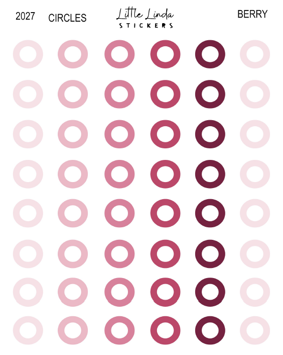 2027 | Checklist Circles | The Basic Edit planner stickers, Berry / Glossy