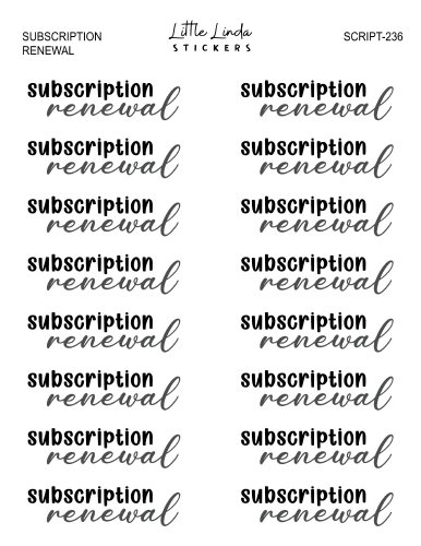 Subscription Renewal | SCRIPT